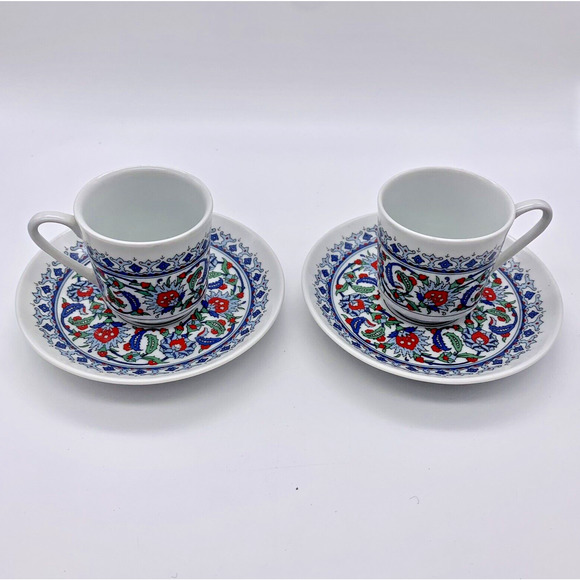 Gural Porselen/Porcelain KUTAHYA Turkish Small Demitasse Cup & Saucer Set of 2 - Picture 1 of 7